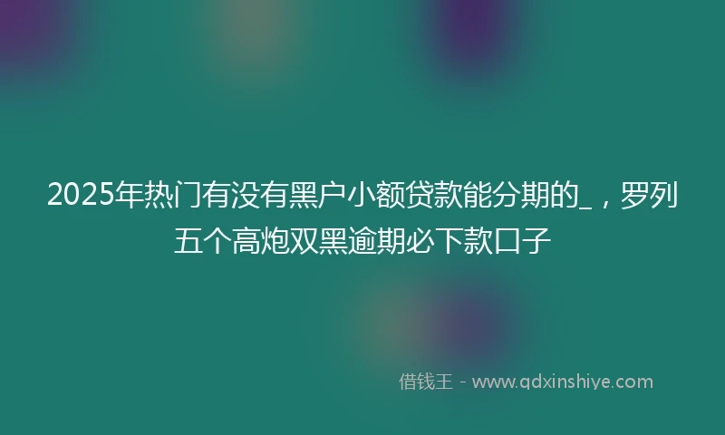 2025年热门有没有黑户小额贷款能分期的_，罗列五个高炮双黑逾期必下款口子