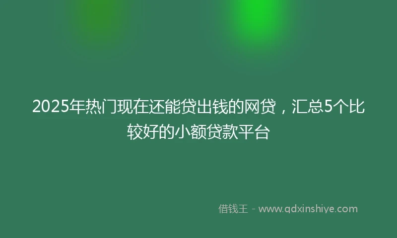 2025年热门现在还能贷出钱的网贷，汇总5个比较好的小额贷款平台