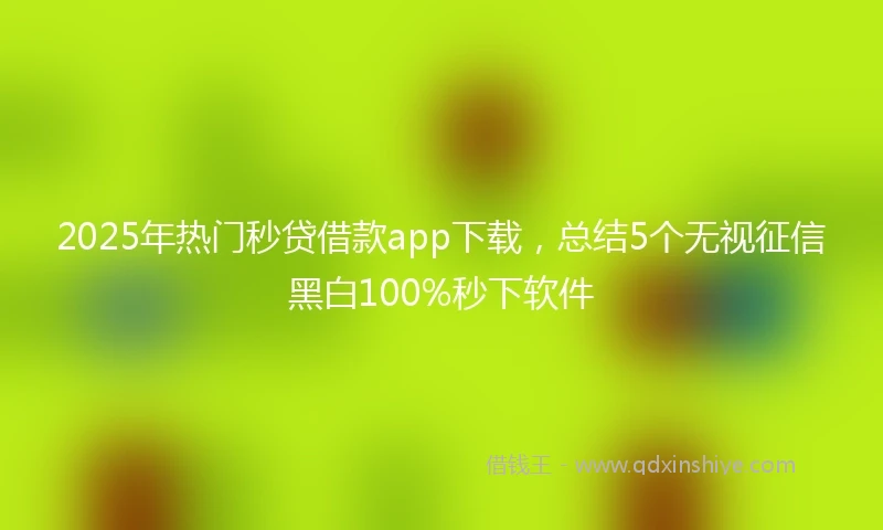 2025年热门秒贷借款app下载，总结5个无视征信黑白100%秒下软件