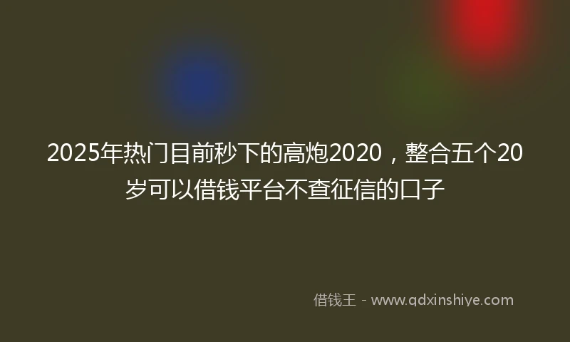 2025年热门目前秒下的高炮2020，整合五个20岁可以借钱平台不查征信的口子