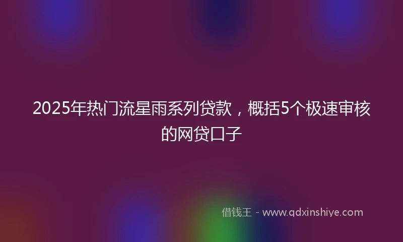 2025年热门流星雨系列贷款，概括5个极速审核的网贷口子