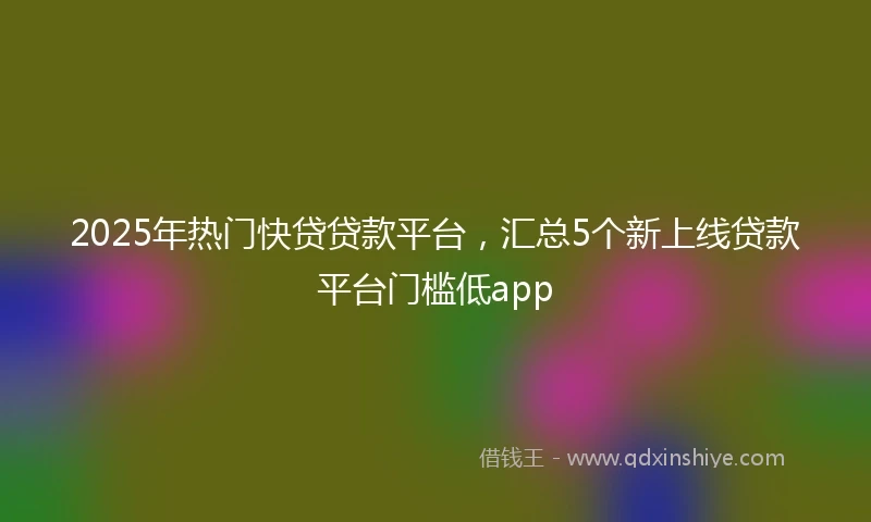 2025年热门快贷贷款平台，汇总5个新上线贷款平台门槛低app