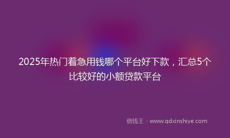 2025年热门着急用钱哪个平台好下款，汇总5个比较好的小额贷款平台