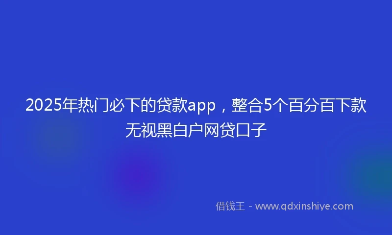 2025年热门必下的贷款app，整合5个百分百下款无视黑白户网贷口子