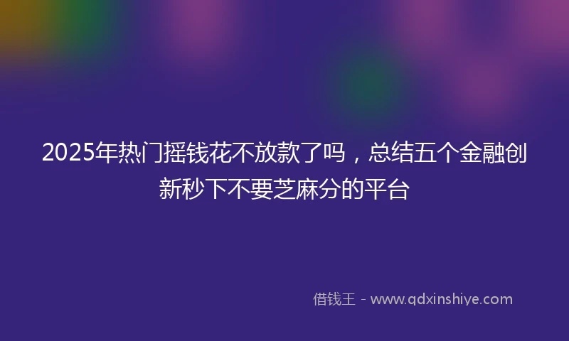 2025年热门摇钱花不放款了吗，总结五个金融创新秒下不要芝麻分的平台