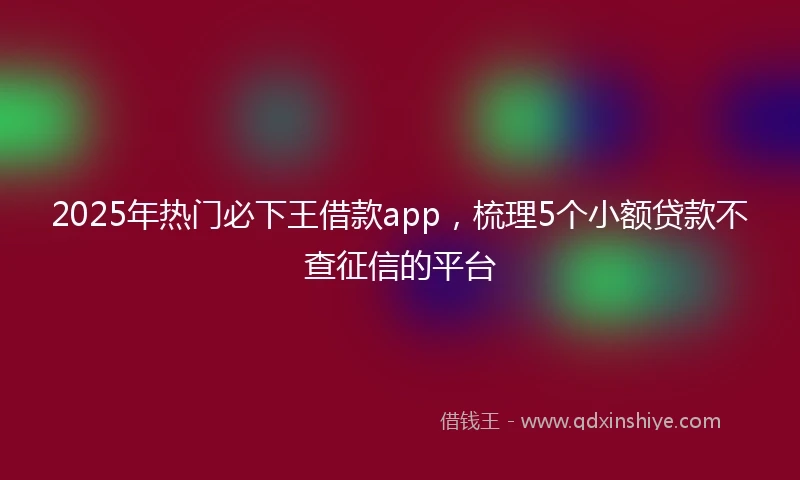 2025年热门必下王借款app，梳理5个小额贷款不查征信的平台