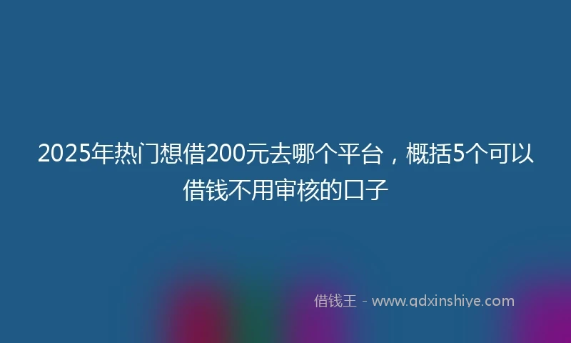 2025年热门想借200元去哪个平台，概括5个可以借钱不用审核的口子