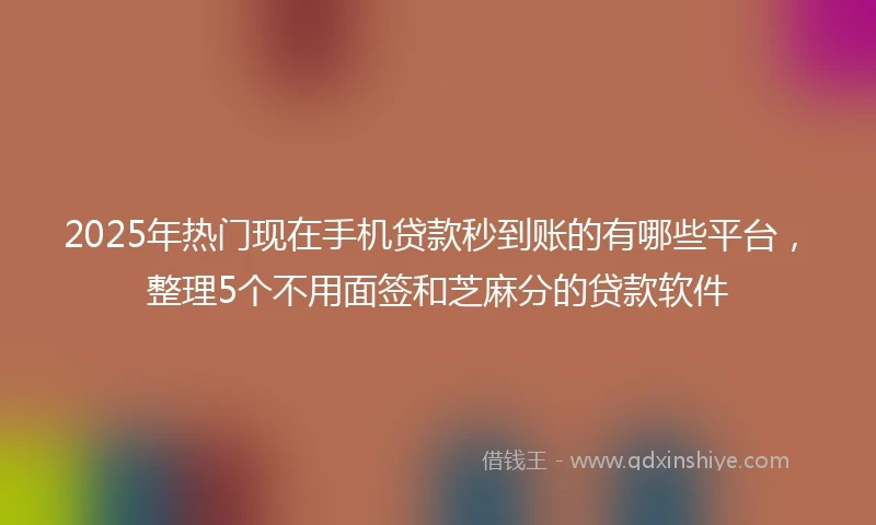 2025年热门现在手机贷款秒到账的有哪些平台，整理5个不用面签和芝麻分的贷款软件