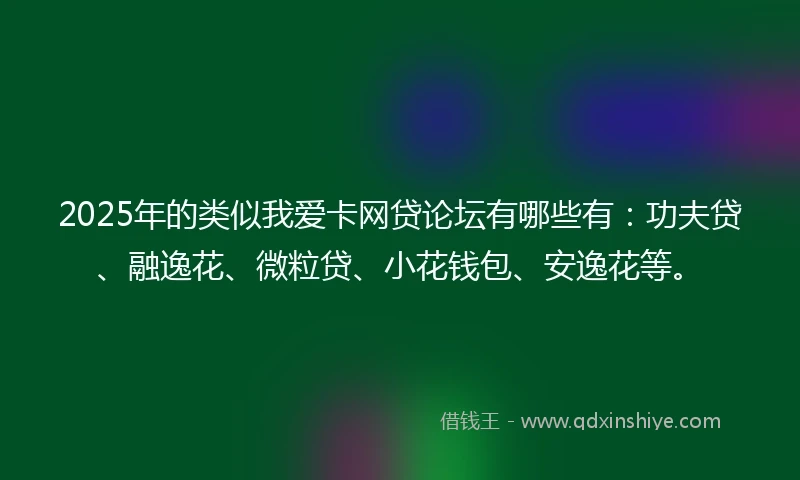 2025年的类似我爱卡网贷论坛有哪些有：功夫贷、融逸花、微粒贷、小花钱包、安逸花等。