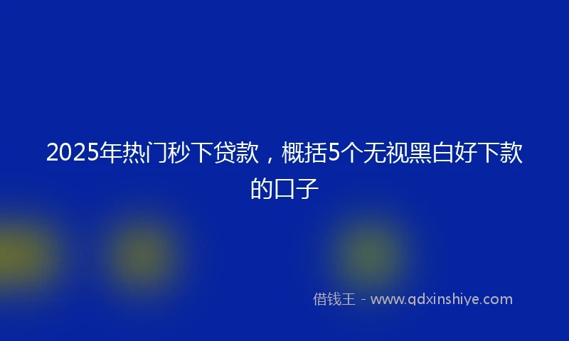 2025年热门秒下贷款，概括5个无视黑白好下款的口子