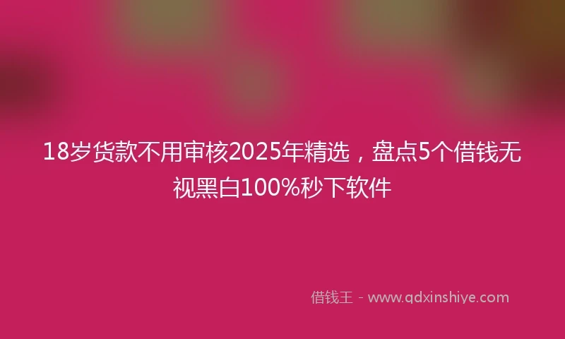 18岁货款不用审核2025年精选，盘点5个借钱无视黑白100%秒下软件