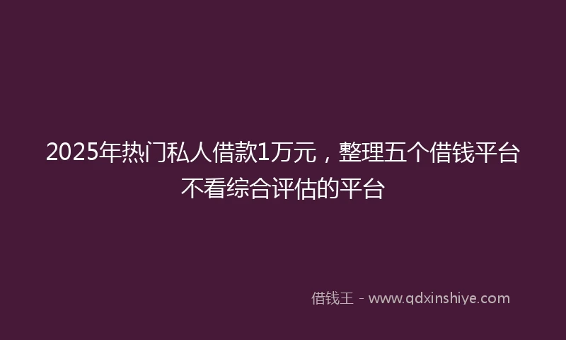 2025年热门私人借款1万元，整理五个借钱平台不看综合评估的平台