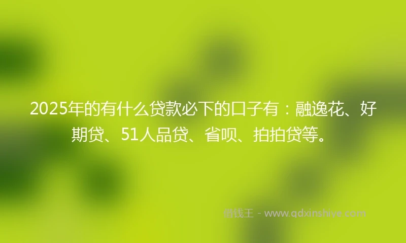 2025年的有什么贷款必下的口子有：融逸花、好期贷、51人品贷、省呗、拍拍贷等。
