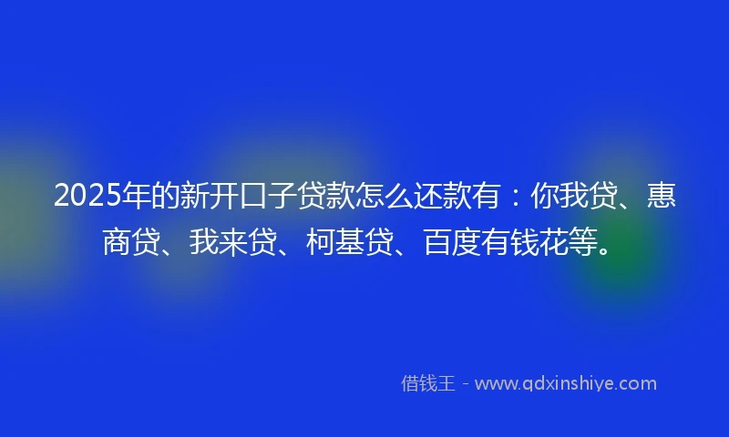 2025年的新开口子贷款怎么还款有：你我贷、惠商贷、我来贷、柯基贷、百度有钱花等。