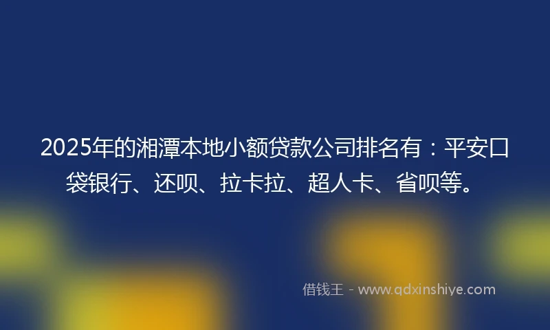2025年的湘潭本地小额贷款公司排名有：平安口袋银行、还呗、拉卡拉、超人卡、省呗等。