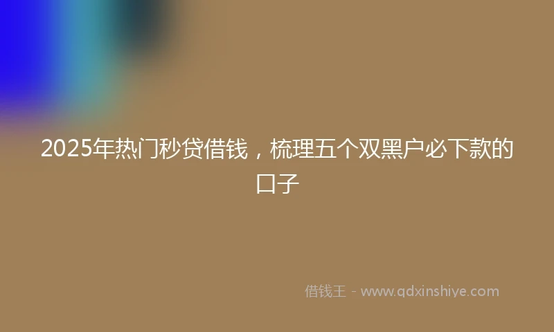 2025年热门秒贷借钱，梳理五个双黑户必下款的口子