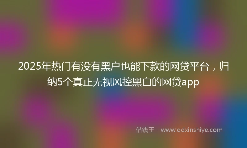 2025年热门有没有黑户也能下款的网贷平台，归纳5个真正无视风控黑白的网贷app