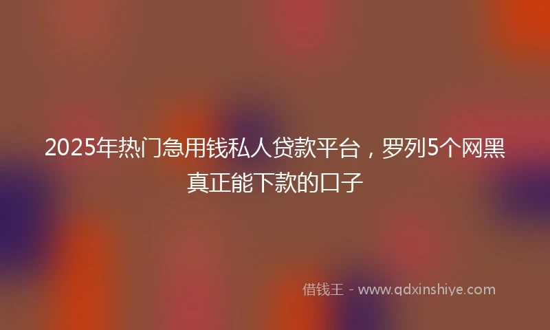 2025年热门急用钱私人贷款平台，罗列5个网黑真正能下款的口子