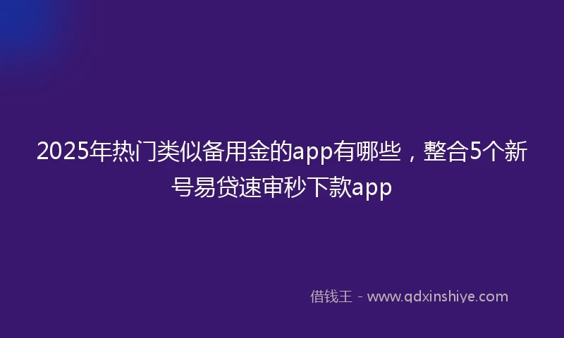 2025年热门类似备用金的app有哪些，整合5个新号易贷速审秒下款app