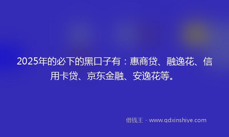 2025年的必下的黑口子有：惠商贷、融逸花、信用卡贷、京东金融、安逸花等。