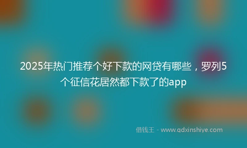 2025年热门推荐个好下款的网贷有哪些，罗列5个征信花居然都下款了的app
