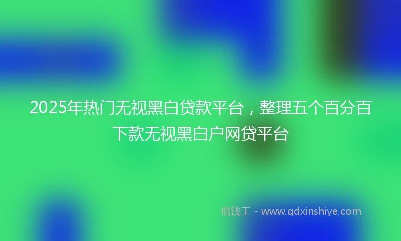 2025年热门无视黑白贷款平台，整理五个百分百下款无视黑白户网贷平台