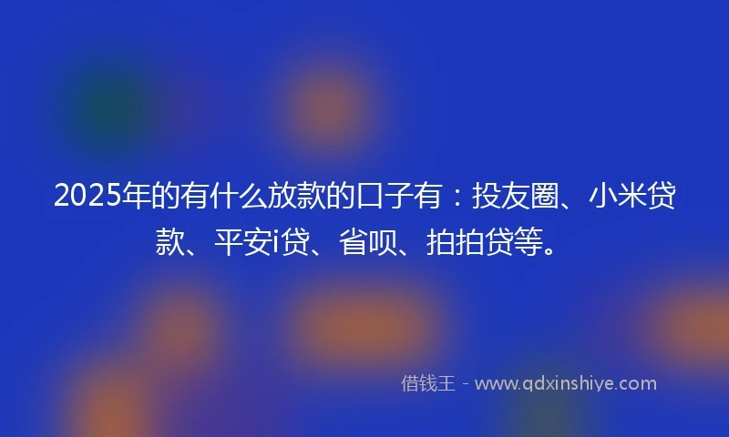2025年的有什么放款的口子有：投友圈、小米贷款、平安i贷、省呗、拍拍贷等。