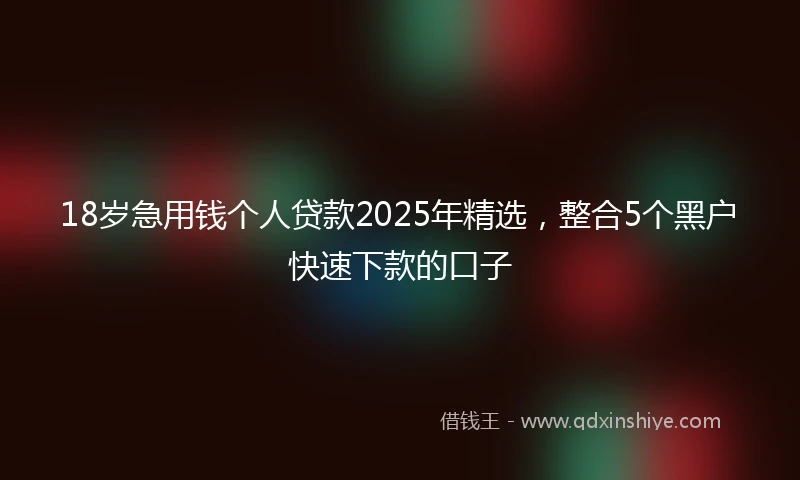 18岁急用钱个人贷款2025年精选，整合5个黑户快速下款的口子