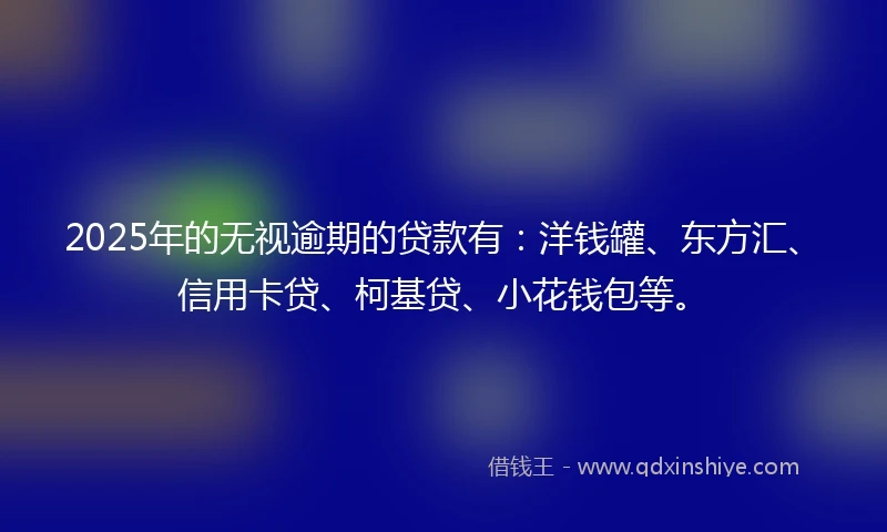 2025年的无视逾期的贷款有：洋钱罐、东方汇、信用卡贷、柯基贷、小花钱包等。