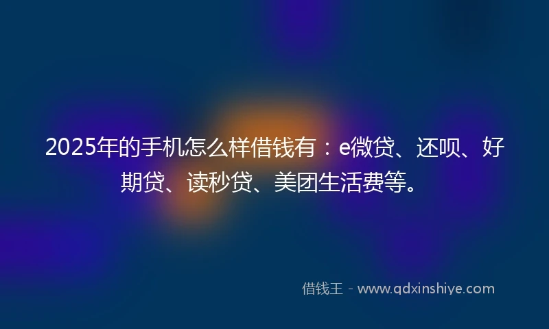 2025年的手机怎么样借钱有：e微贷、还呗、好期贷、读秒贷、美团生活费等。