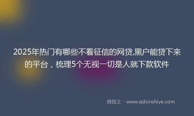 2025年热门有哪些不看征信的网贷,黑户能贷下来的平台，梳理5个无视一切是人就下款软件