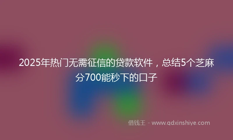 2025年热门无需征信的贷款软件，总结5个芝麻分700能秒下的口子