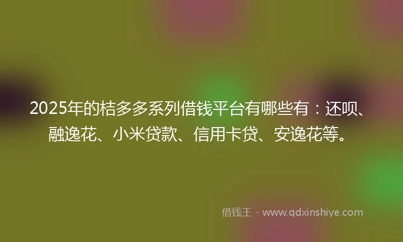 2025年的桔多多系列借钱平台有哪些有：还呗、融逸花、小米贷款、信用卡贷、安逸花等。