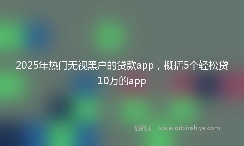 2025年热门无视黑户的贷款app，概括5个轻松贷10万的app