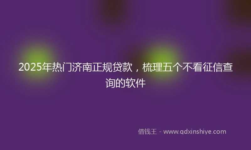 2025年热门济南正规贷款，梳理五个不看征信查询的软件