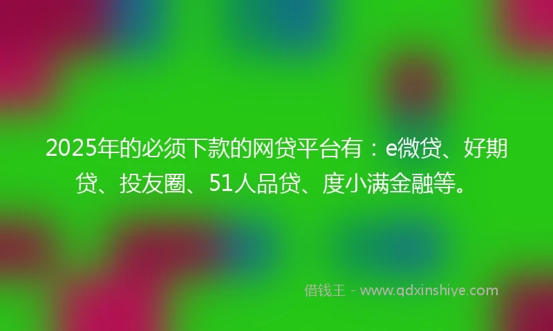 2025年的必须下款的网贷平台有：e微贷、好期贷、投友圈、51人品贷、度小满金融等。