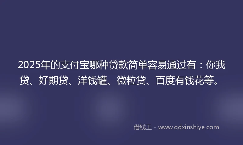 2025年的支付宝哪种贷款简单容易通过有：你我贷、好期贷、洋钱罐、微粒贷、百度有钱花等。