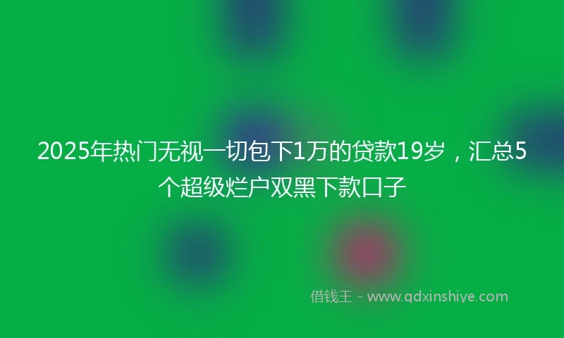 2025年热门无视一切包下1万的贷款19岁，汇总5个超级烂户双黑下款口子