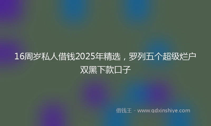 16周岁私人借钱2025年精选，罗列五个超级烂户双黑下款口子