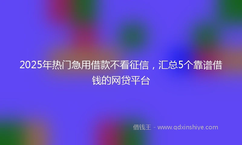 2025年热门急用借款不看征信，汇总5个靠谱借钱的网贷平台