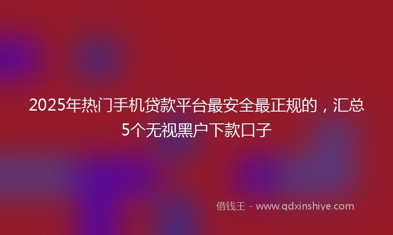 2025年热门手机贷款平台最安全最正规的，汇总5个无视黑户下款口子