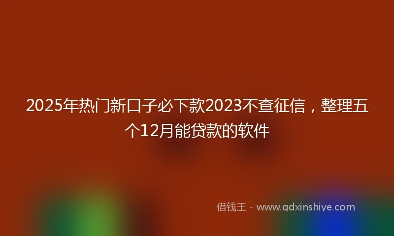 2025年热门新口子必下款2023不查征信，整理五个12月能贷款的软件