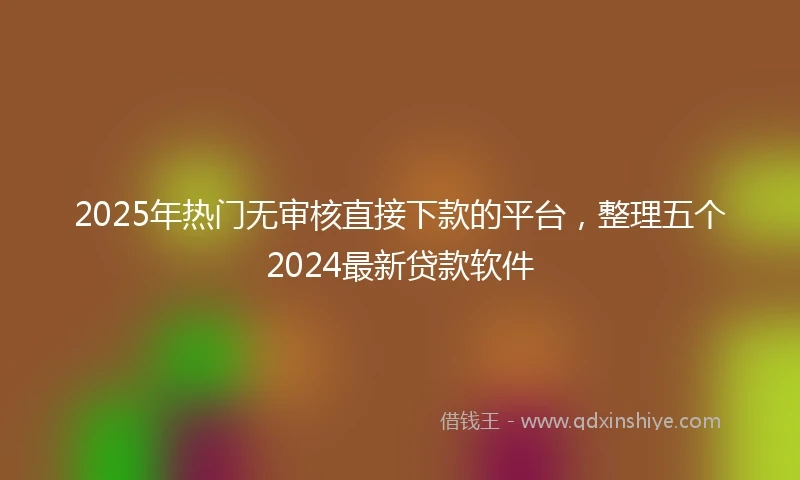 2025年热门无审核直接下款的平台，整理五个2024最新贷款软件
