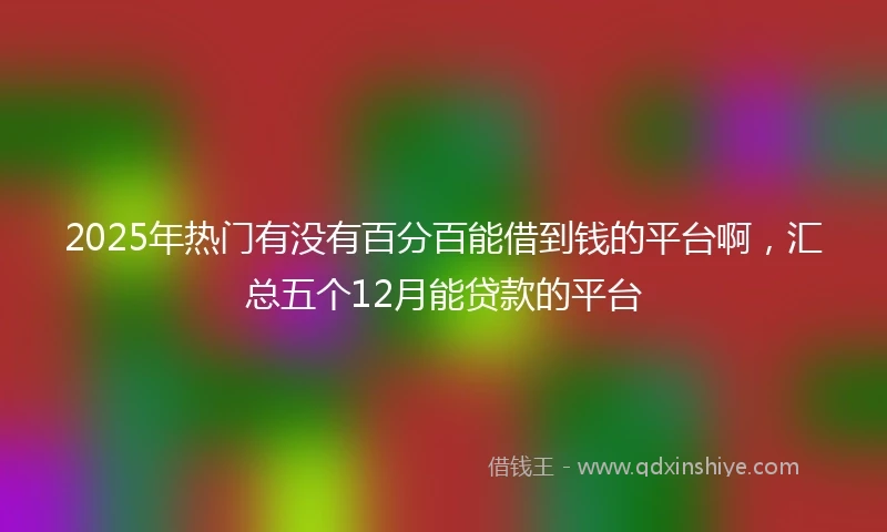 2025年热门有没有百分百能借到钱的平台啊，汇总五个12月能贷款的平台