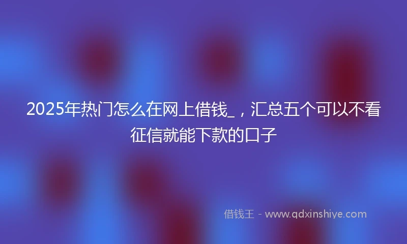 2025年热门怎么在网上借钱_，汇总五个可以不看征信就能下款的口子