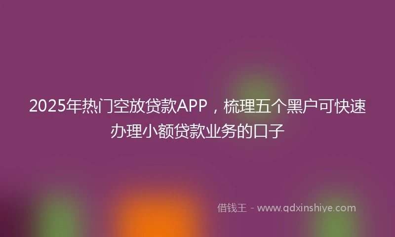 2025年热门空放贷款APP，梳理五个黑户可快速办理小额贷款业务的口子