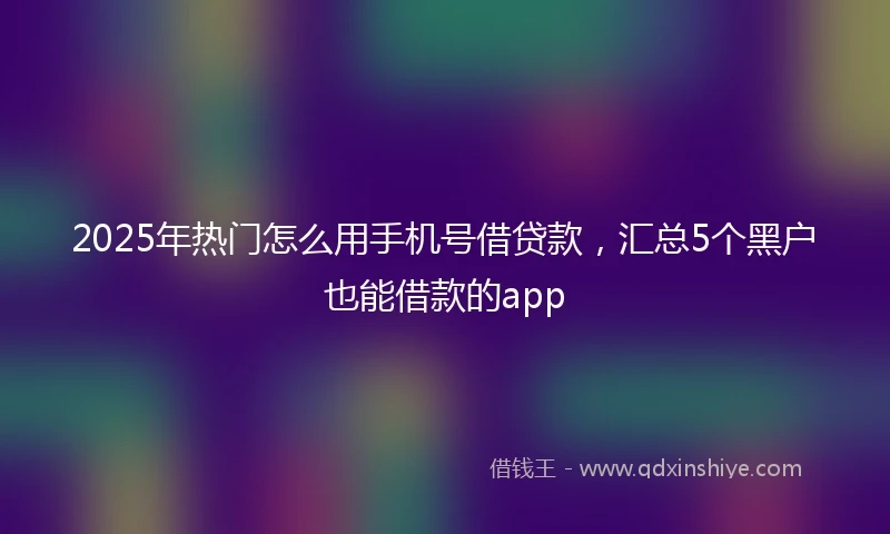 2025年热门怎么用手机号借贷款，汇总5个黑户也能借款的app