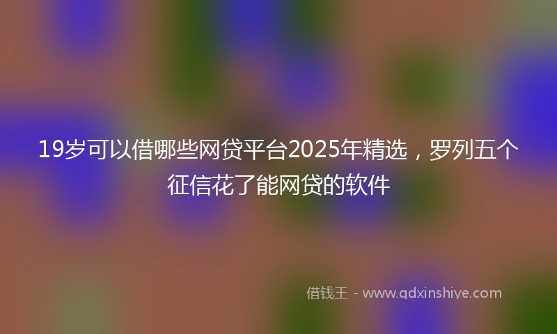 19岁可以借哪些网贷平台2025年精选，罗列五个征信花了能网贷的软件