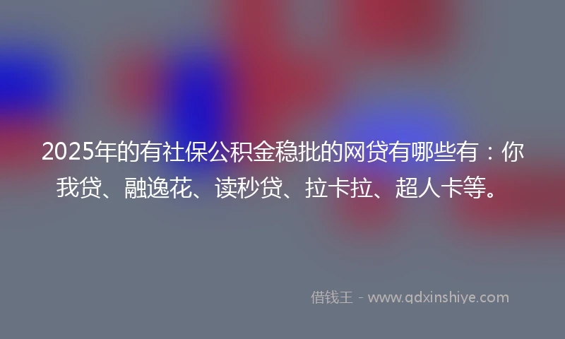 2025年的有社保公积金稳批的网贷有哪些有：你我贷、融逸花、读秒贷、拉卡拉、超人卡等。