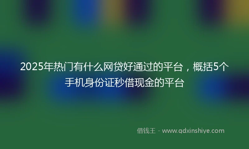 2025年热门有什么网贷好通过的平台，概括5个手机身份证秒借现金的平台